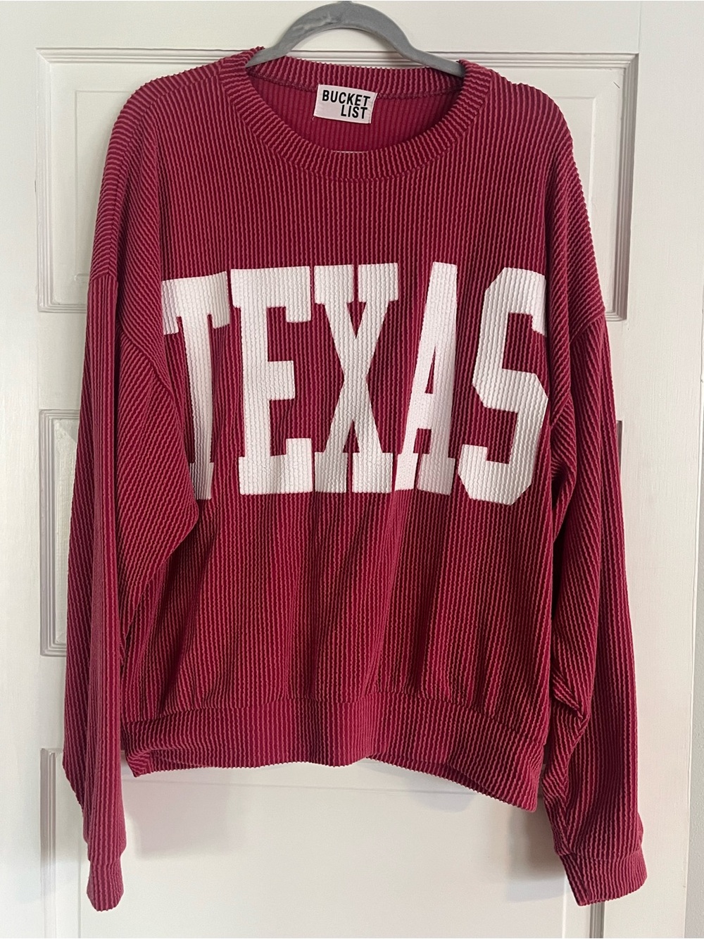 BUCKETLIST Crewneck Sweater with White TEXAS Graphic
